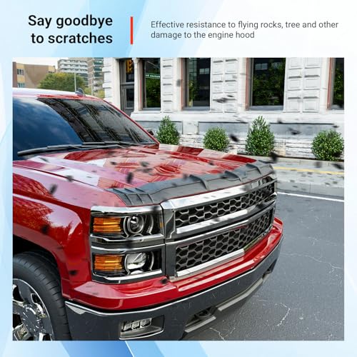 powoq Hood Protector Compatible with 2014-2015 Chevy Silverado 1500 Deflector Upgraded TPE Shield Hood Deflector Replacement for 2014-2015 Chevy Silverado 1500 Accessories by powoq - Used condition - Image 4