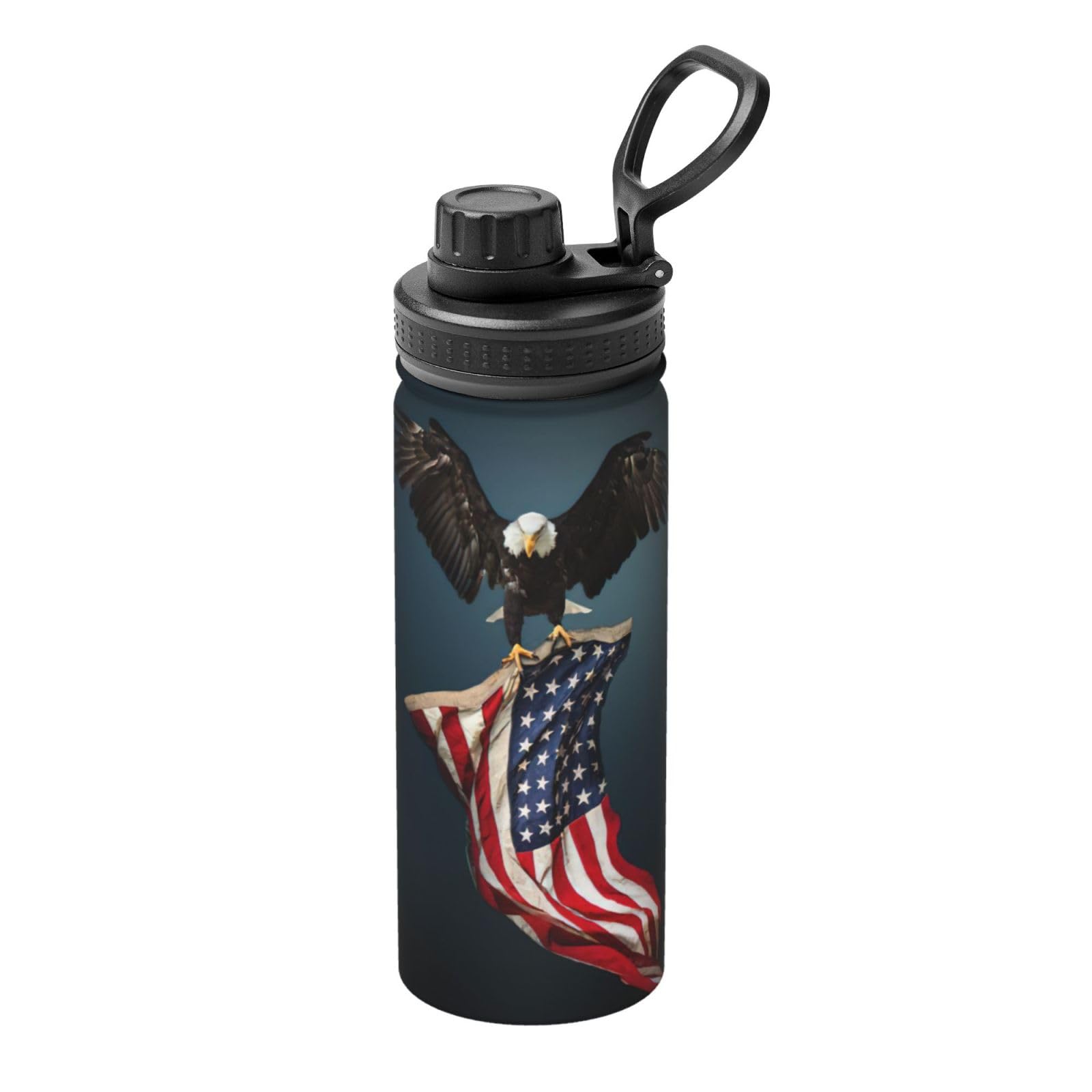 Kfjghhl Insulated Stainless 3d Bald Eagle Flying With American Flag Steel Water Bottle For Sport Gym Travel Leak Camping Hiking Hydration