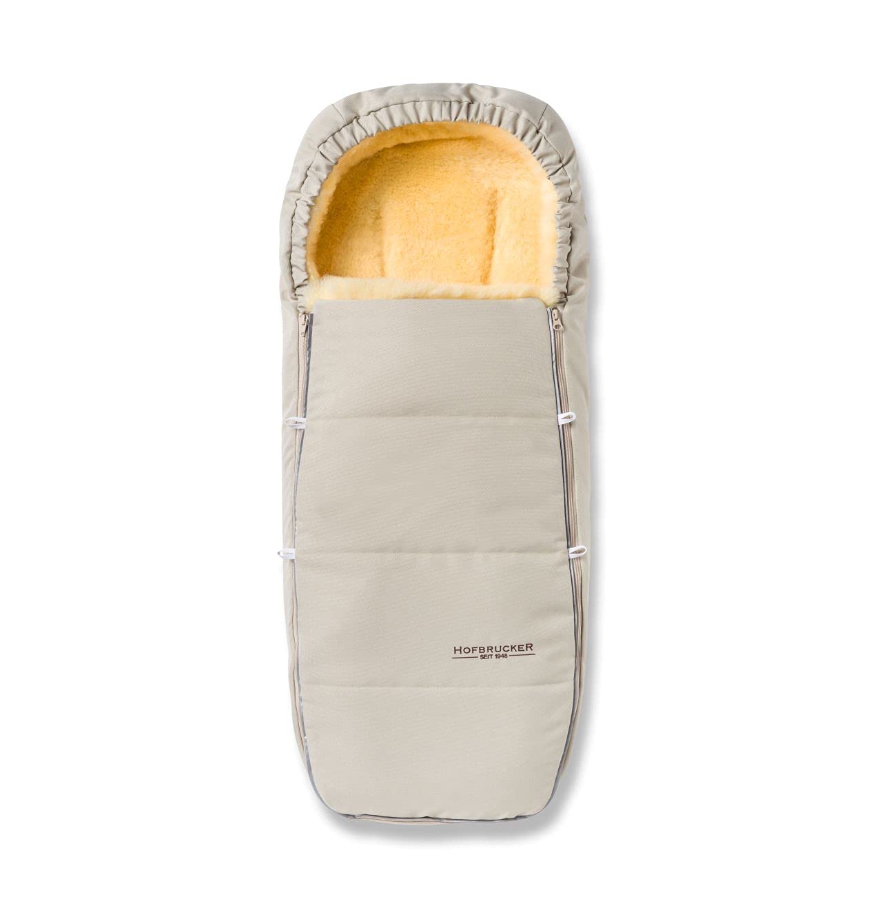 Hofbrucker Lammfell-Fußsack Alaska für Kinderwagen und Buggy, Babyfusssack mit Lammfell, Warmer Winterfußsack mit Mumienform, Babyfusssack geeignet 0-3 Jahre