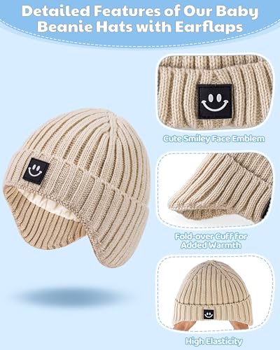 Alepo 3 Pack Baby Beanie Hats With Earflaps thumb #4