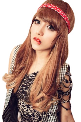X&Y ANGEL -Two Tone Long Wavy Natural Heat Resistant Kanekalon Highlights Wig Wigs K018