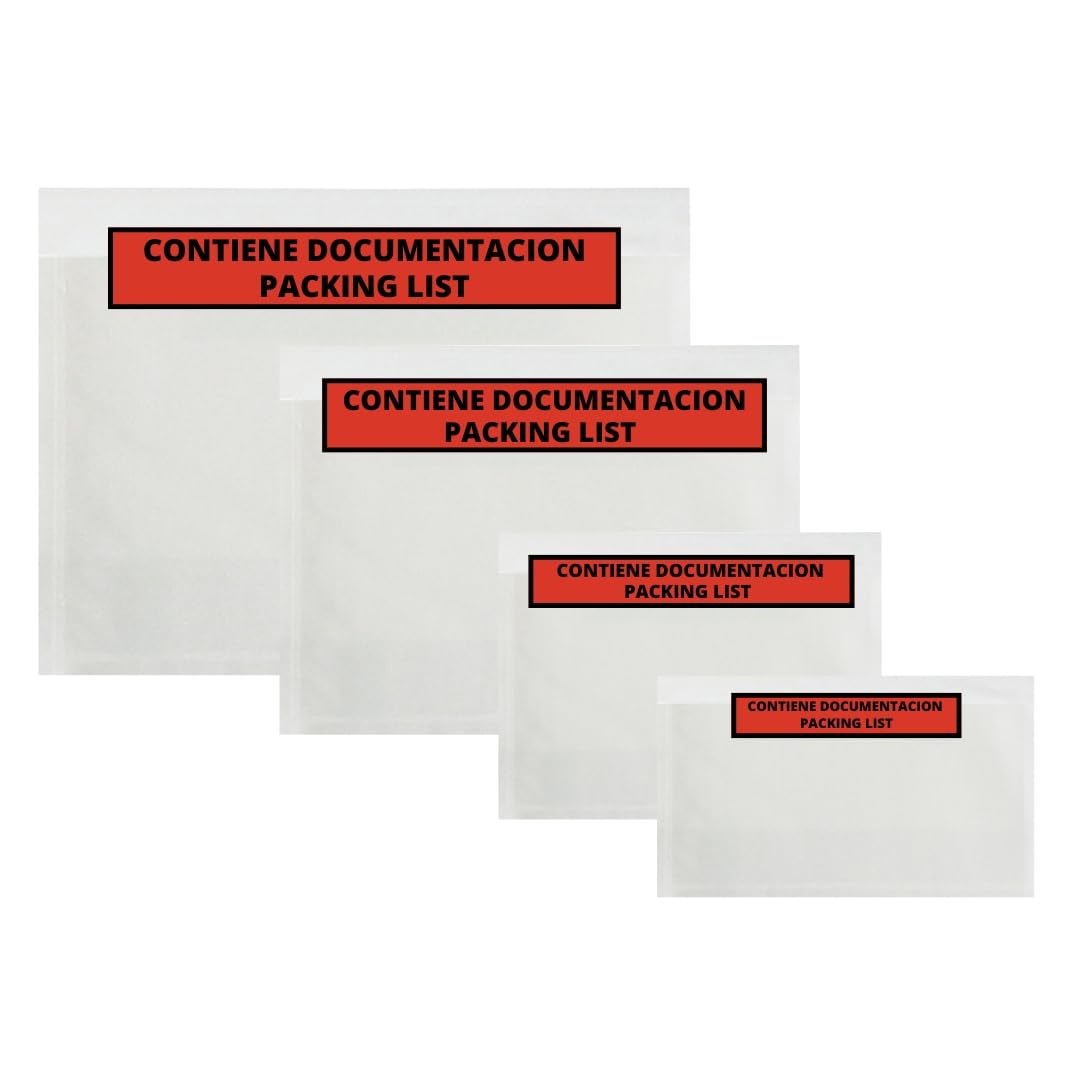 Sobres Portadocumentos Adhesivos - Docufix Packing List - A6 A5 A4 DL - Sobre Contiene Documentación Albarán/factura - Sobre Transparente Plástico para albaranes - LADIJET (100, A6 | 165 X 122 mm)