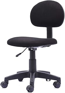 HIZLJJ Silla de Oficina sin Brazos con Respaldo Medio Cómodo cojín de Esponja Silla de Escritorio - Silla ergonómica for computadora/Oficina con Ruedas giratorias (Color : Black)