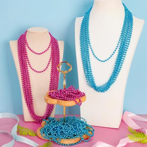Image of Gender Reveal Beads Decorations, 12PCS Pink Blue Gender Reveal Necklaces, 33 inch Round Beads Necklace Baby Gender Reveal Ideas, unisex adult Gender Reveal Party Accessories Sets Celebrations Decorations