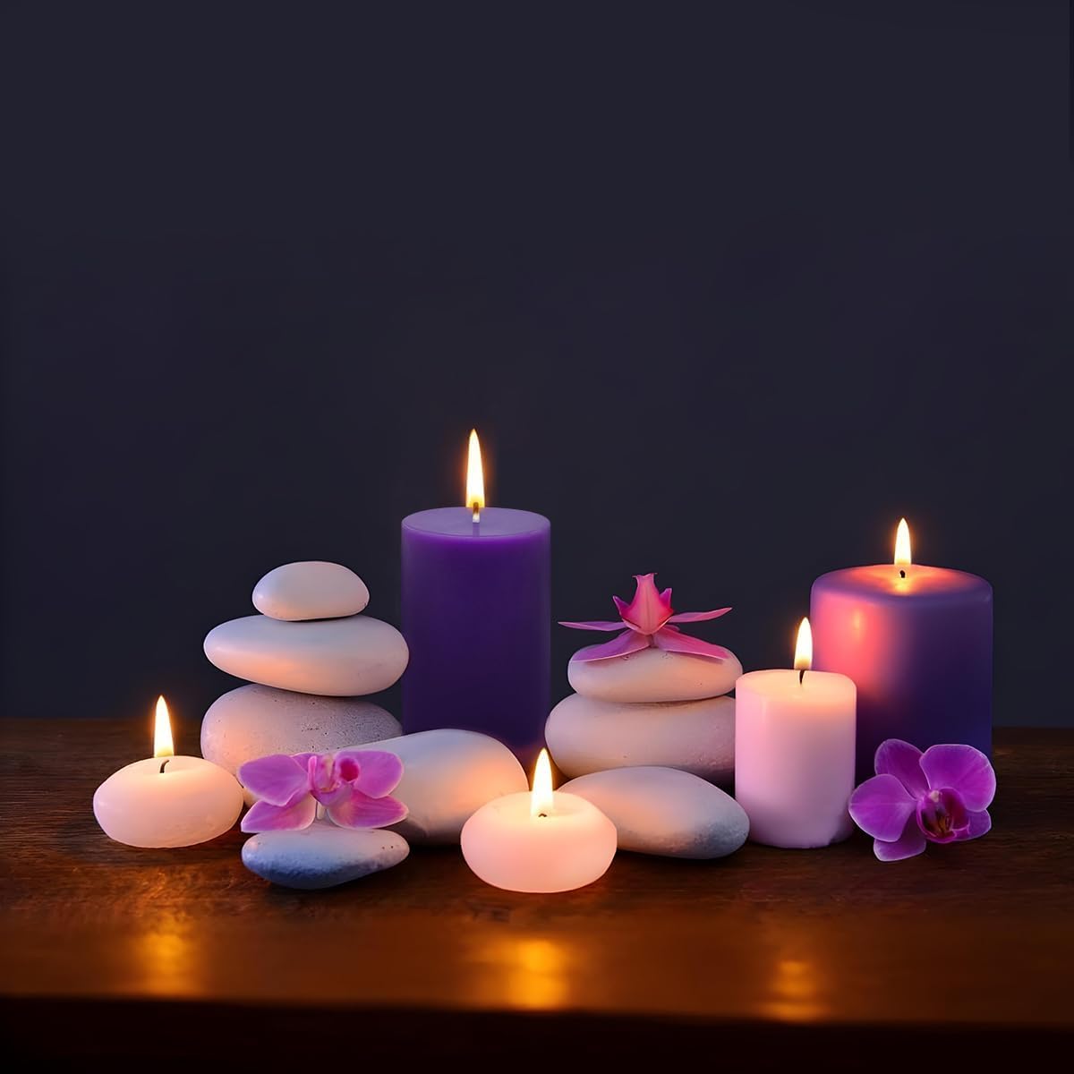 4 Packs 2x3 Inch Purple Pillar Candles, Unscented Small Dripless 24 Hours Solid Colored Column Cylinder Candles for Home Dinner Table Decoration