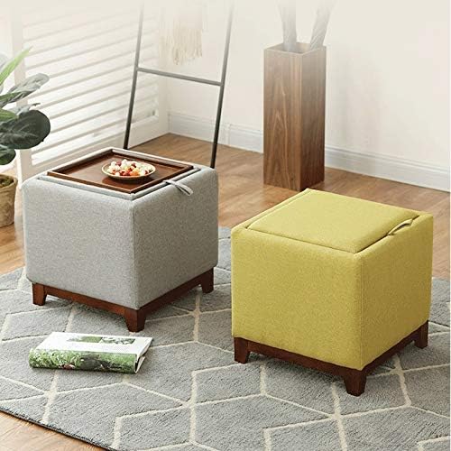 Multifunctional Solid Wood Storage Stool Creative Living Room Coffee Table Low Bench Shoe Replacement Stool Fabric Sofa Stool (Color : A)