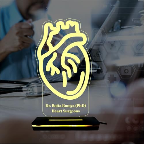 Image of DON'T JUDGE ME CUSTOMISED Doctor Lamp with Doctors Name and Design | Personalized Gift for Doctors (Warm White Color LED Light) (Heart)