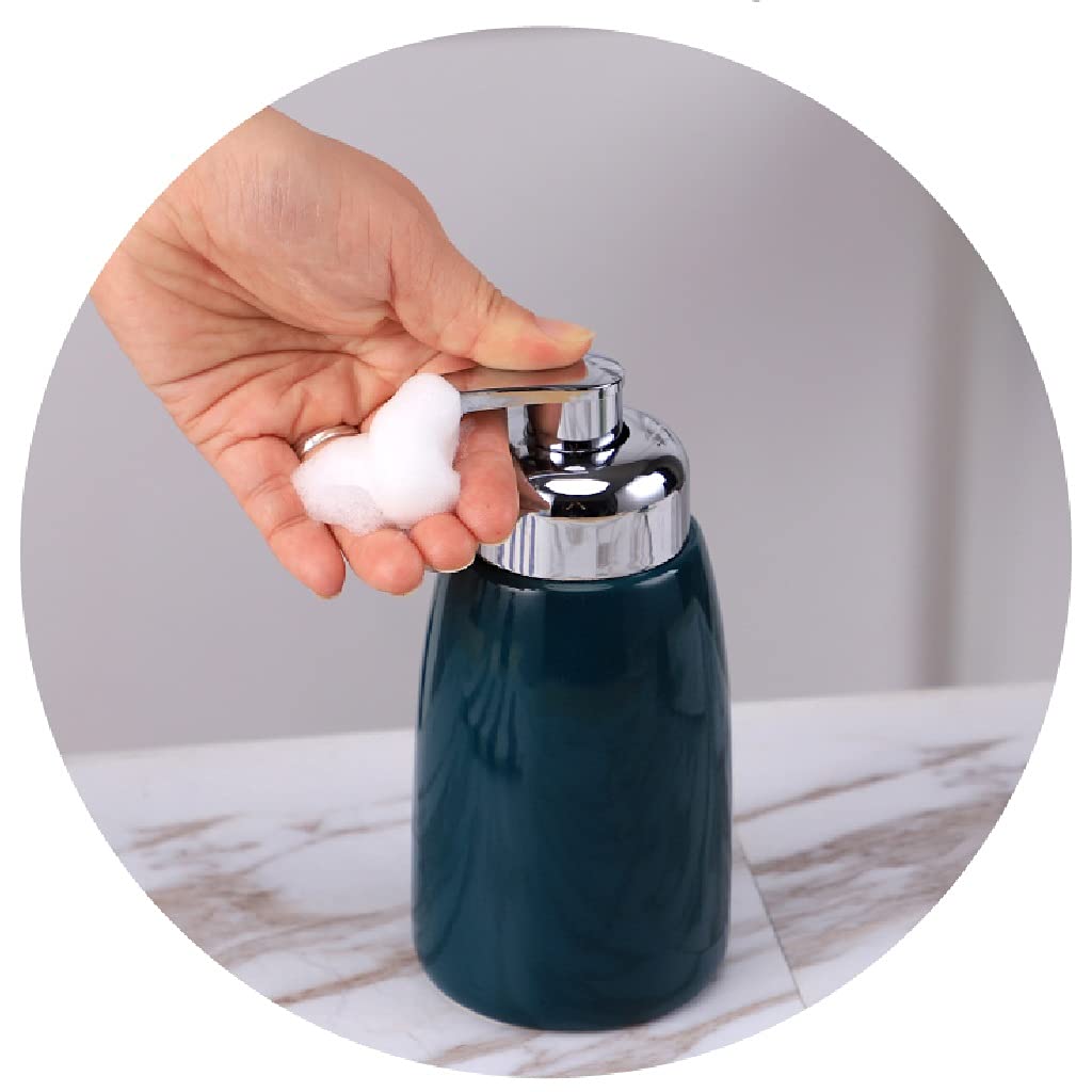 Pompa erogatrice 12,3 OZ Dispenser di Sapone in Ceramica Pompa Manuale per Sapone da banco Dispenser di Sapone Liquido Ricaricabile per Bagno Cucina Dispenser di lozione: