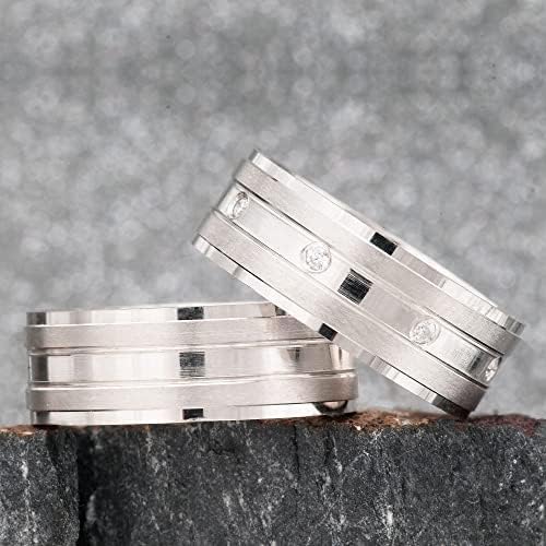 6 mm Ehering-Set 14 Karat vergoldet Paar passendes Ehering-Set Personalisierte Mann und Frau Silber-Ehering-Set