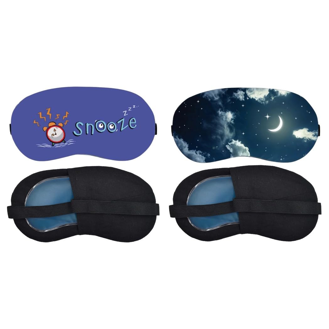 Aoxeria Snooze Alarm, Crescent Moon Clouds Sleeping Mask Combo, Soft Comfortable Light-Blocking Eye Cover for Women, Men & Kids, Reusable Blindfold for Night Sleep, Nap, Travel (Pack of 2)-image-32