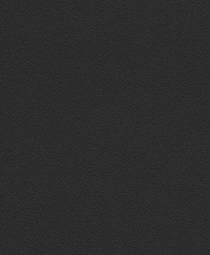 Rasch Tapete 740271 - Vlies Tapete in schimmernden Schwarz mit feiner, körniger Struktur - 10,05m x 0,53m (LxB)