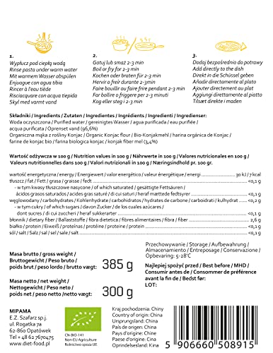 Foto von DIET-FOOD Bio Shirataki Spaghetti Noodles Low Carb Konjak Nudel Kalorienarme Vegane Lebensmittel Fettfrei Sojafrei Glutenfreie Wasserlöslich Diätnudeln Niedriger Kaloriengehalt | 300 g (1er Pack)