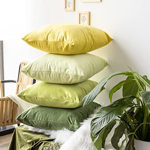 Tayis Velvet Cushion Covers 45 x 45 cm Set of 4 Soft Decorative Square Pillow Covers Washable Dirt Resistant Throw Pillow Cases for Sofa Couch Living Room Bedroom 18x18 Inches - Camel Brown