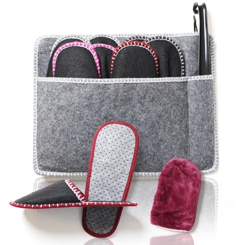 Amazy Gästehausschuhe Set (8 Paar) inkl. Aufbewahrungstasche,...