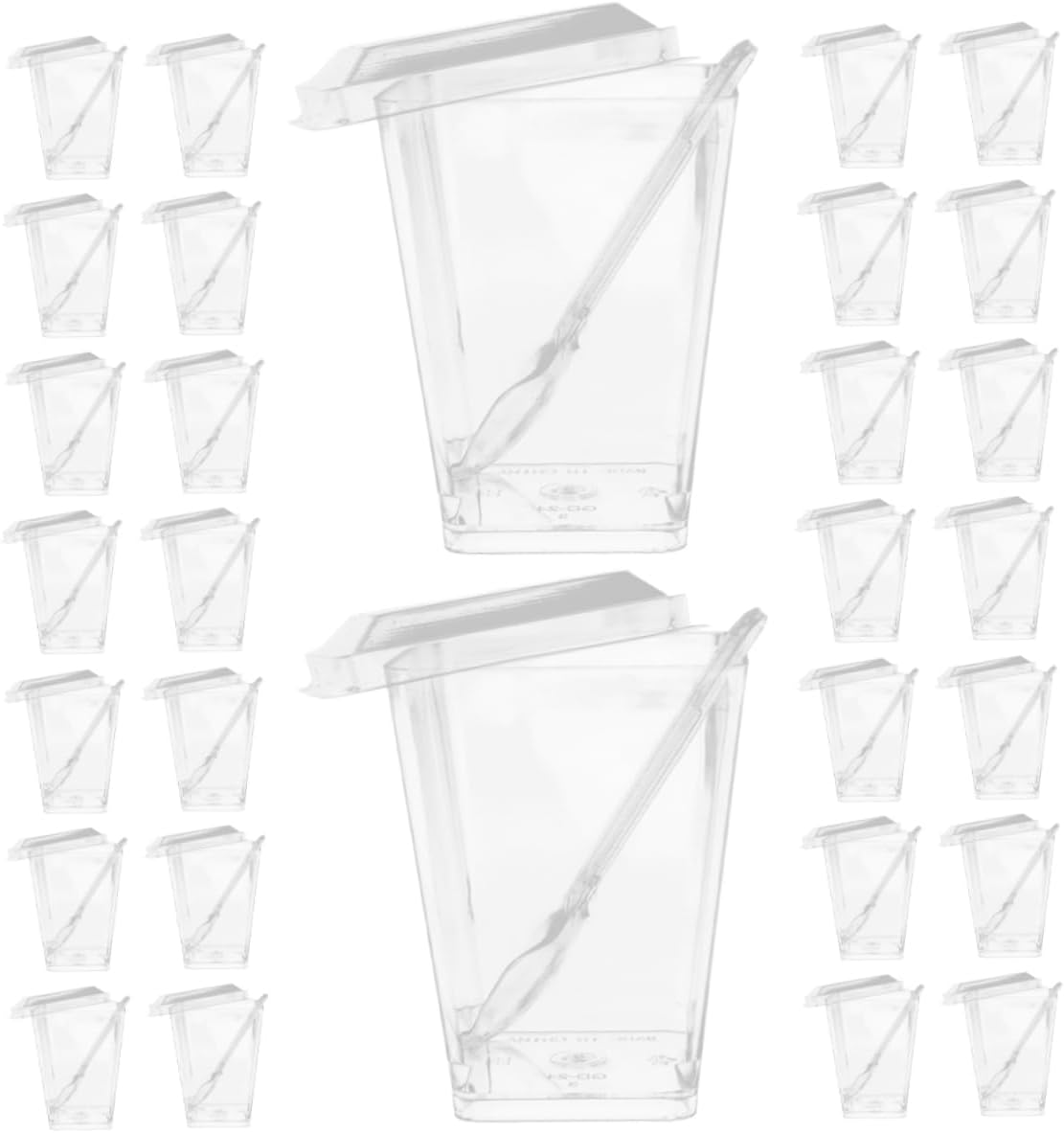 TEHAUX 1set Dessert Cups with Lids and Spoons Mousse Holders for Parties Appetizers and Desserts Pack for Home and Catering Events