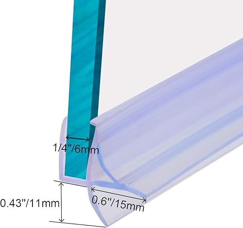 Miniatura 7 de Cozylkx Sello inferior de puerta de cristal, tira impermeable cortable para vidrio de 38 de pulgada, 27.5 pulgadas de longitud, puerta de ducha