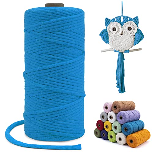 LEREATI Macrame Cord 3mm x 100m, Single Strand Thick Macrame Rope Yarn Natural Cotton Cord