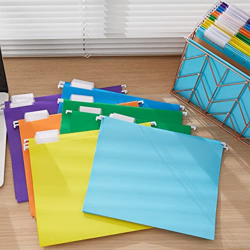 Y Yoma 25 Pack Colored Hanging File Folder Letter Size Decorative File Folder Cute Pretty Reinforced Hanging Folder Organizer For Filing Cabinet Office Home With 1/5-Cut Adjustable Tabs, Turquoise #TOP5