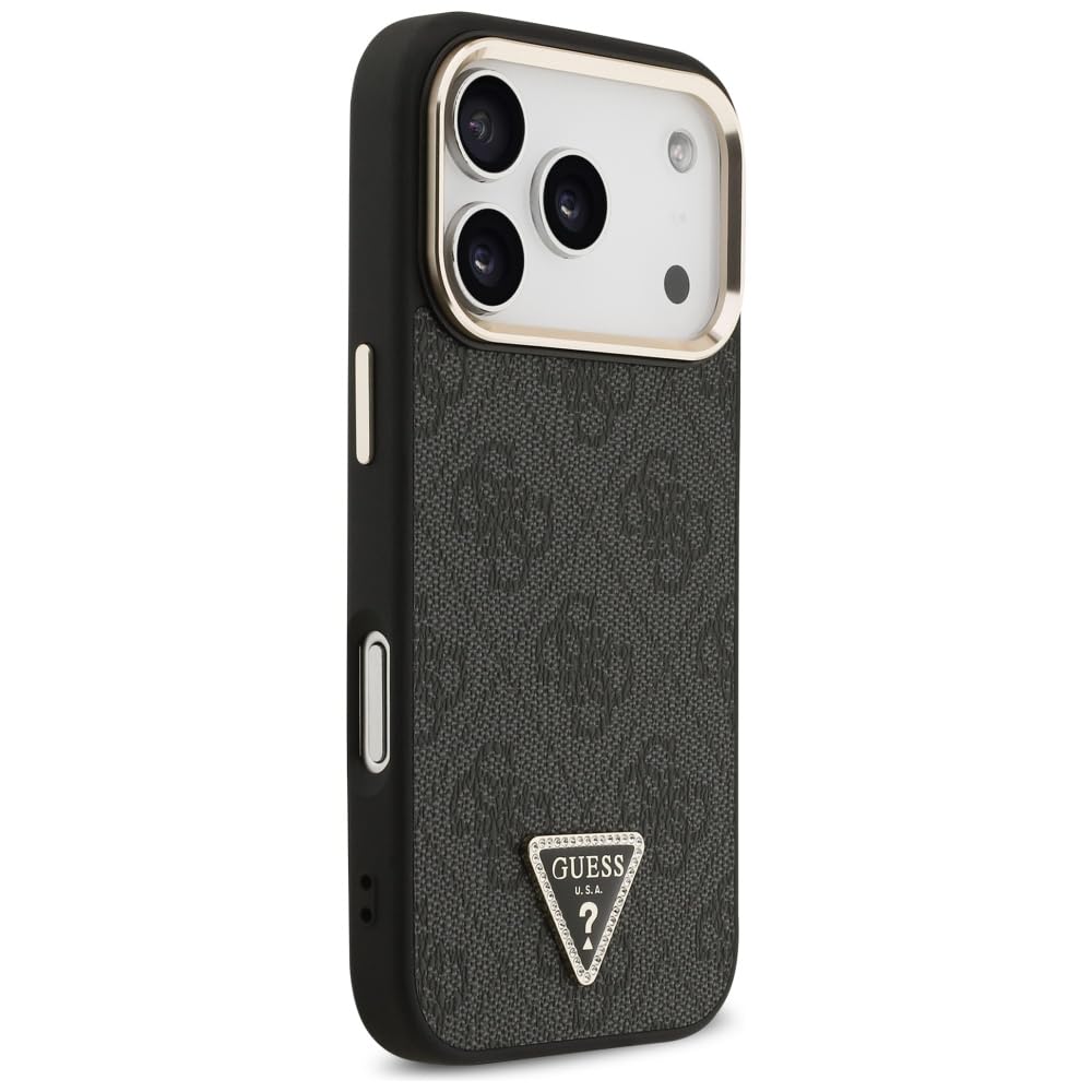 CG Mobile Guess 4G Triángulo Logo Compatible con MagSafe Funda para iPhone 17 Pro (Negro/Oro)