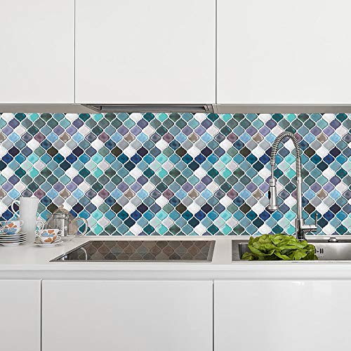 Buy Teal Arabesque Peel and Stick Tile for Kitchen Backsplash