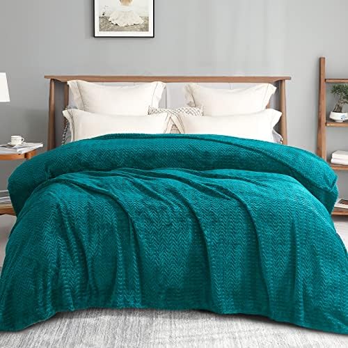 Exclusivo Mezcla King Size Flannel Fleece Blanket, 230x265 CM Soft Jacquard Weave Wave Pattern Velvet Plush Bed Blanket, Pink Blanket