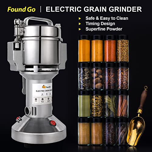 Foundgo Grain Mill Electric Grinder Cereals Pulverizer Spice Grinding Powder Machine Corn Flour Grinders For Dry Spices Seeds Herbs Grains Coffee Rice Pepper, Commercial Grade 150G #TOP1