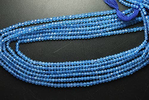 Chalcédoine bleu ciel perles naturelles 3mm rondelles facettées 13 pouces