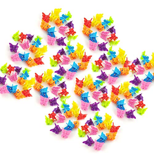 100pc Butterfly Hair Clips, Bagvhandbagro Mini Hair Claw Clips Assorted Color Cute Hair Clips Claw Butterfly Hair Accessories for Girls and Women Christmas Gifts(Random Color)