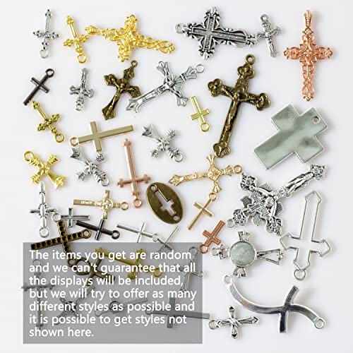 Stino Bulk Assorted Metal Cross Charms For Jewelry Making 100G, Mixed Color Cross Pendants For Keychain Bracelet Necklace Earrings 70-90Pcs (Cross) #TOP1