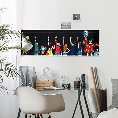 Hanging Manga Poster Canvas Wall Art Painting Of Anime Characters Cartoon Role Tapestry Figure Back Silhouette Effect Wall Tapestry With 2 Tassels And Wooden Hanging Rod Wall Decor Decoration For Room #TOP5