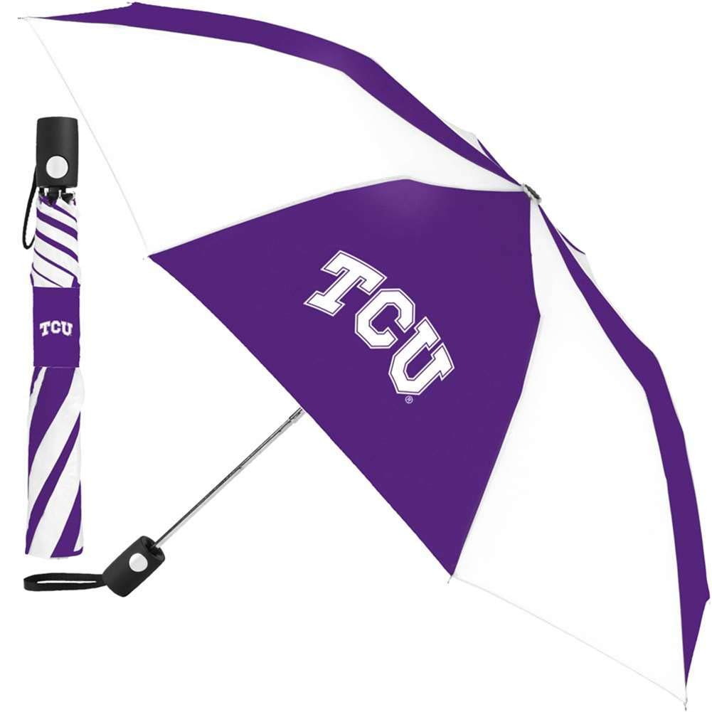 WinCraft TCU - Paraguas con diseño de ranas con cuernos, plegable automáticamente