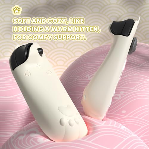 PlayVital Cherry Blossoms Kitten Protective Case for Nintendo Switch 2 with Stand | Cute Cat Ear & Paw Silicone Grips, Dockable Hard Shell, 2 Joystick Caps, Full-Body Protection Cover - Antique Yellow by playvital - Image 5