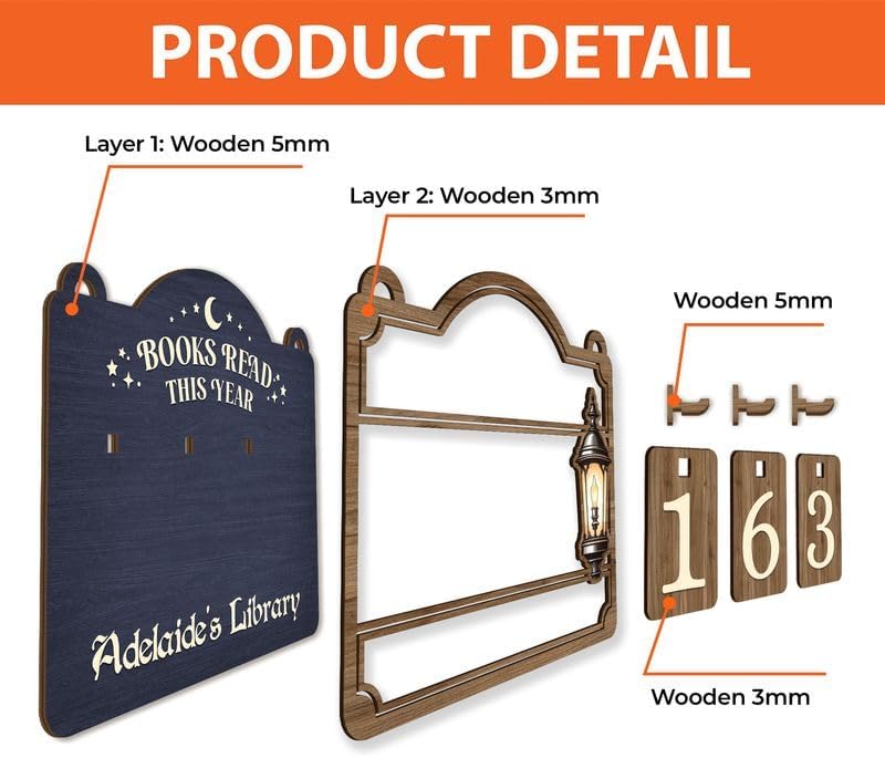 Books Read This Year Tracker with Black Cat, Personalized Bookshelf Counter with Name, Bookish Décor, Birthday Gift for Book Lover