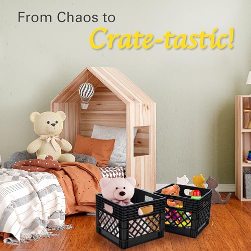 ORGANIZE-IT! Authentic Milk Crate, 4 Pack, Black - Heavy-Duty Storage Crate, Easy-Grip Handles, Versatile Storage Crate Box, 13" L x 13" W x 11" H - Image 6