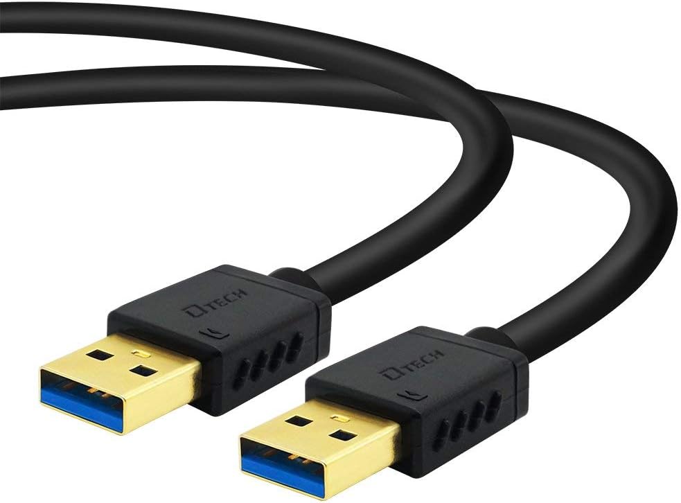 DTech Short USB 3.0 Type A to A Cable Male to Male High Speed Data Cord (9.8-Inch, Black)