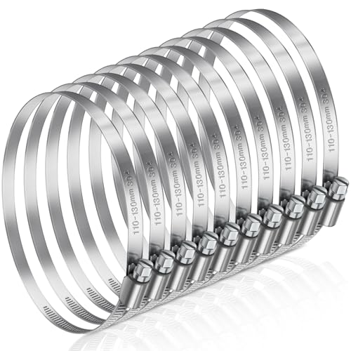 Image of JatilEr 110-130 mm Hose Clips, 8 Pcs Pipe Clips 304 Stainless Steel Large