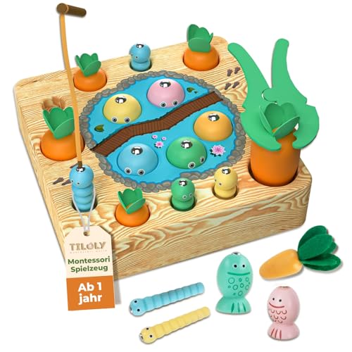 Tiloly Montessori Spielzeug ab 1 Jahr 2in1 Karottenspiel &...