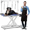 Professional Electric Dog Grooming Table Heavy Duty Height Adjustable Pet Grooming Table wLeveling Wheels Dog Grooming Arm Anti Slip Tabletop Tool OrganizerDog Grooming Station 49 WHITE