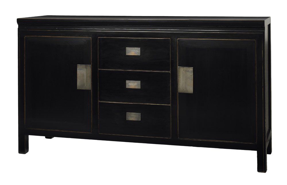 Chinese Black Lacquer Sideboard by 4 Living