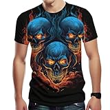 Photo Gallery hehanus novelity - maglietta a maniche corte da uomo con stampa 3d con teschio e fiamme, verde 3, 3xl Photo Gallery hehanus novelity - maglietta a maniche corte da uomo con stampa 3d con teschio e fiamme, verde 3, 3xl