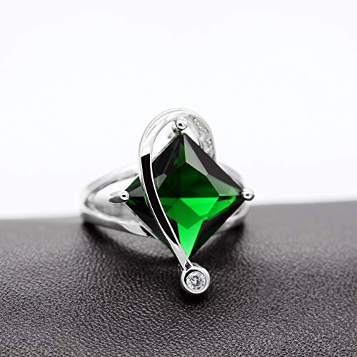 Uloveido Female Large Square Green Crystal Necklace Charm Choker Necklace Post Stud Earrings Rings Bridesmaid Jewelry Set for Women (Green, Size 9) T295 - Thumbnail 4