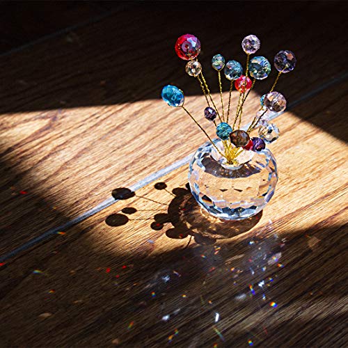 H&D Crystal Money Tree Statue Round Rondelle Beads Souvenir Collection Desktop Paperweight Car Decoration (Mix Color)