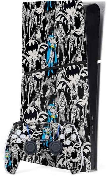 Skinit Decal Gaming Skin Compatible with PS5 Slim Digital Edition Bundle - Officially Licensed DC Comics Batman Mask Vintage Pattern Design