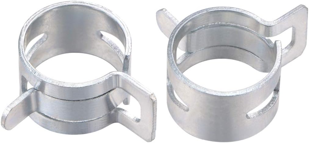 uxcell Spring Band Type Clamp 16mm Inner Dia Fit 16.5-17.2mm OD Hose Fuel Line Silicone Tube Clips Clamp Silver Manganese Steel 10Pcs
