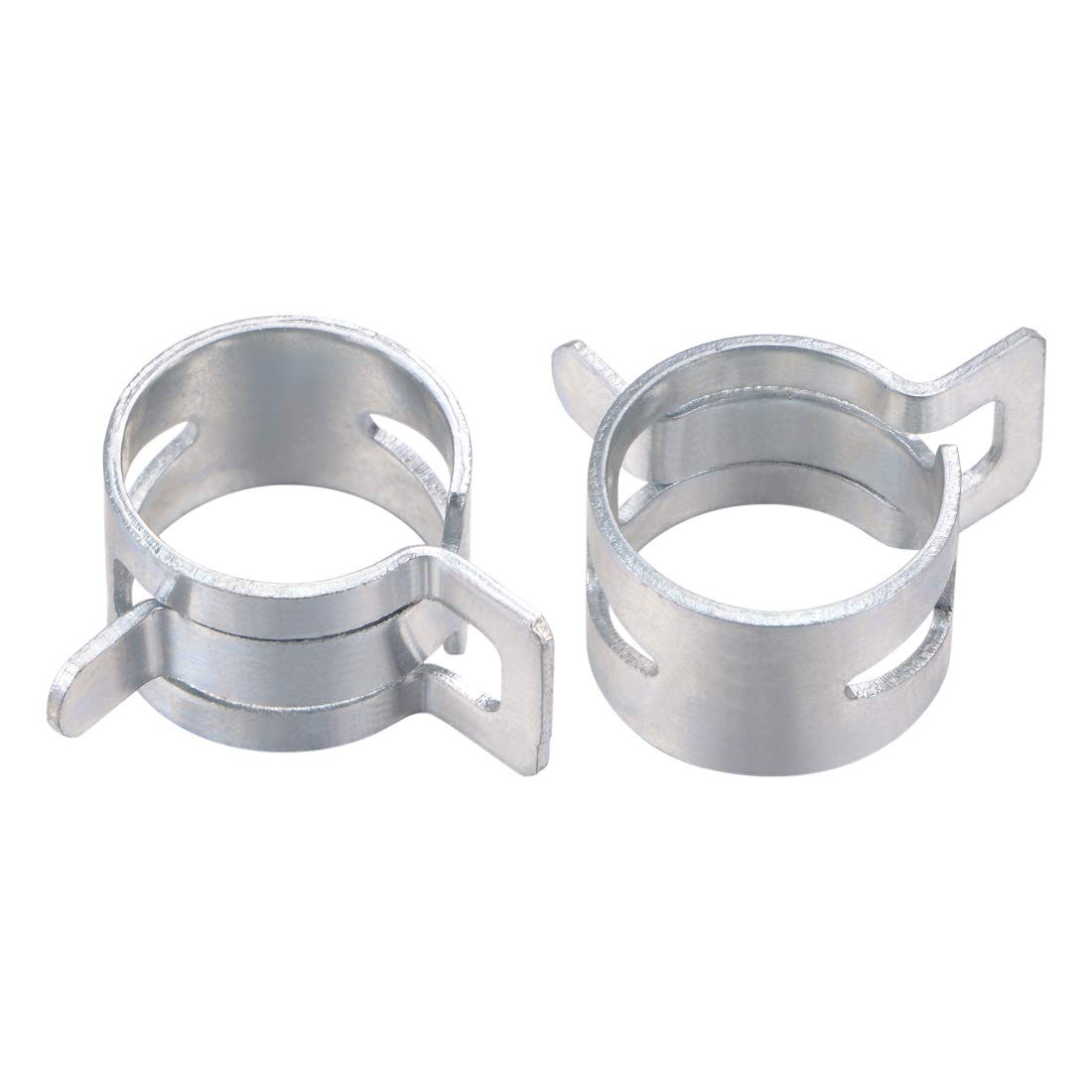uxcell Spring Band Type Clamp 16mm Inner Dia Fit 16.5-17.2mm OD Hose Fuel Line Silicone Tube Clips Clamp Silver Manganese Steel 10Pcs