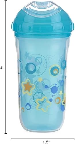 Miniatura 6 de Nuby Sipper fresco aislado sin derrames, 9 onzas, azul, dinosaurios espaciales