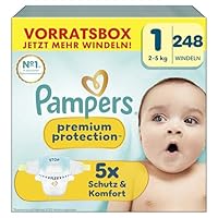 Pampers Premium Protection Größe 1, 248 Windeln, 2kg-5kg, unser Nr. 1 Haut- und Auslaufschutz