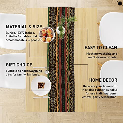 Traditional African Tribal Table Runner, African Table Runner Decor For Dinning Room Kitchen Home Vintage Pattern Table Runner Decorations For Holiday Party, Housewarming Gifts For Ideas, 13X72Inches #TOP1