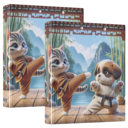 Classeur 3 anneaux motif amusant Kung Fu rigide grand format école Ex2