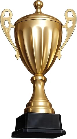 SM4U Gold Trophy Cup with Black Base and Colored Ribbon 55cm